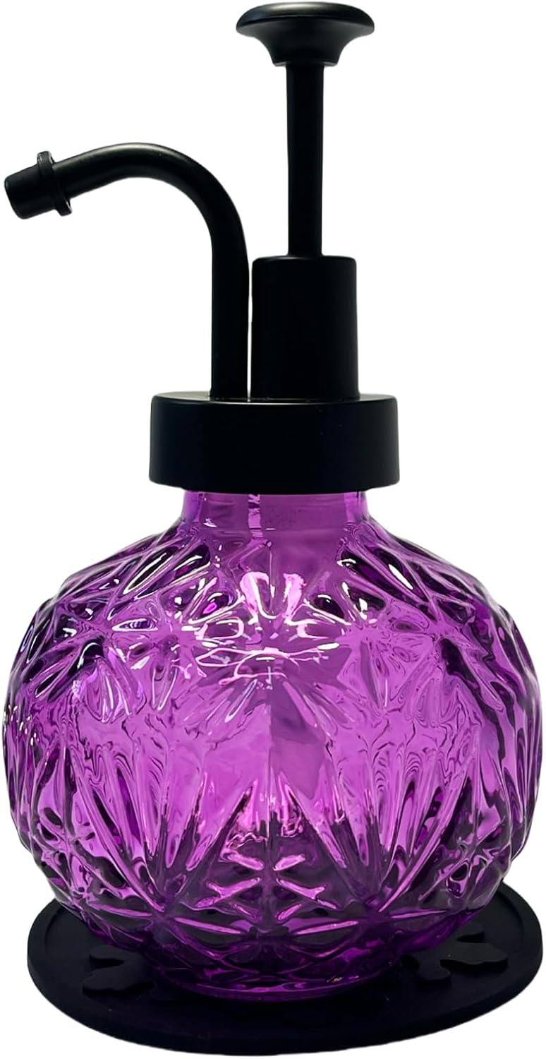 Rustic Purple Glass Soap Dispenser for Bathroom Decor