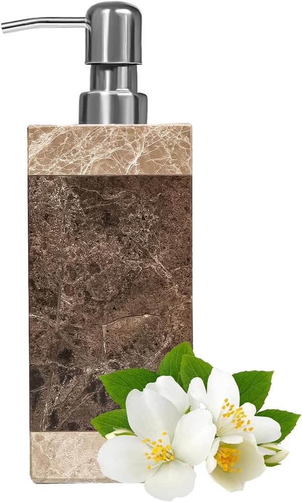 Marble Soap Dispenser with Stainless Steel Pump for Kitchen & Bath