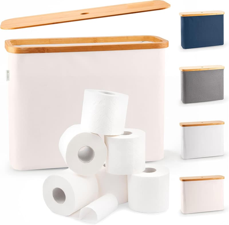 Stackable Beige Waterproof Toilet Paper Storage Basket