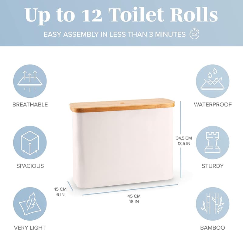 Stackable Beige Waterproof Toilet Paper Storage Basket