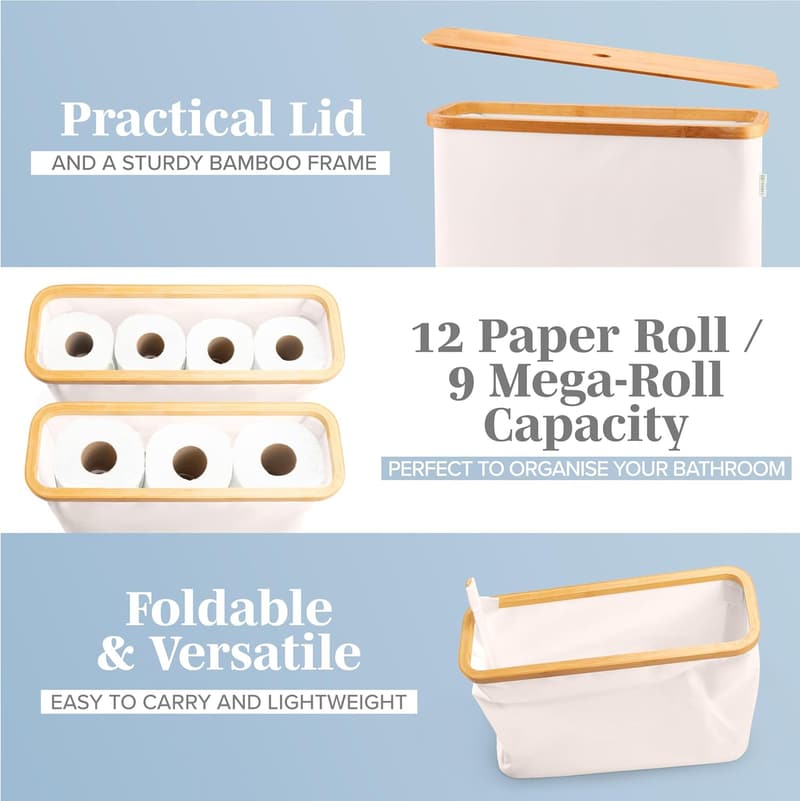 Stackable Beige Waterproof Toilet Paper Storage Basket