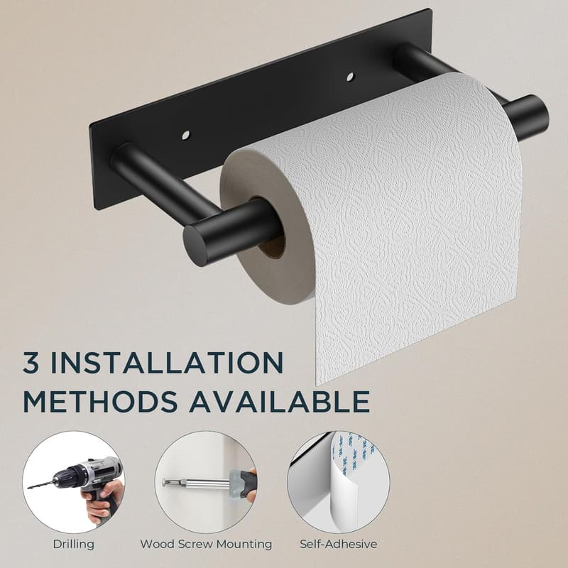 Matte Black Stainless Steel Toilet Paper Holder, Wall Mounted