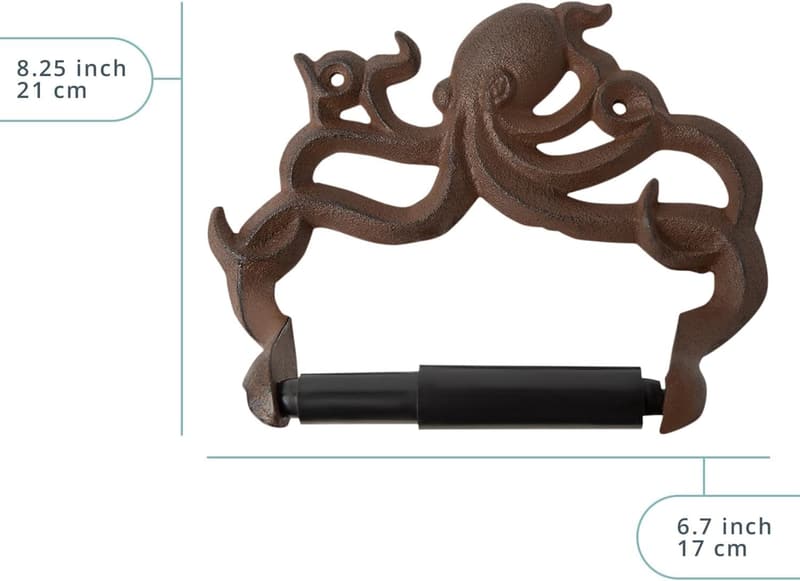 Nautical Cast Iron Octopus Toilet Paper Holder - Wall Mounted