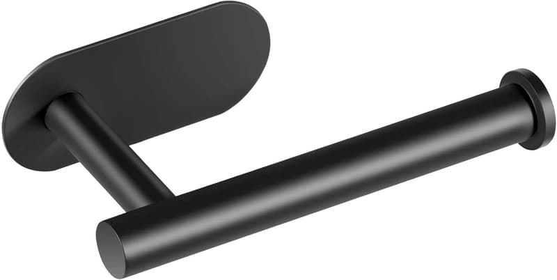 Matt Black Wall-Mount Adhesive Toilet Paper Holder, Rustproof