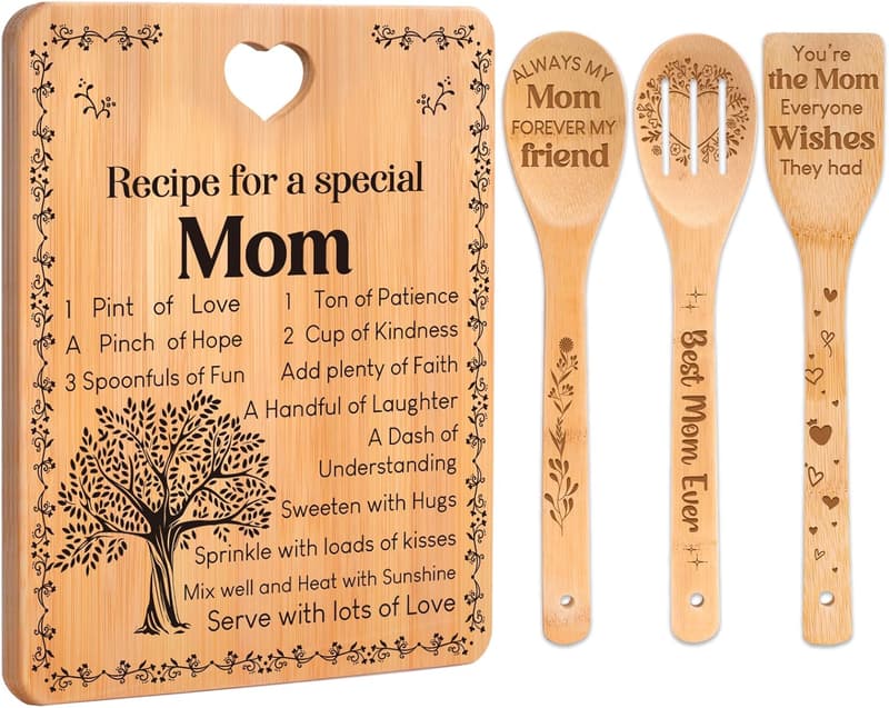 Birthday Gift for Mom - Engraved Bamboo Cutting Board Set