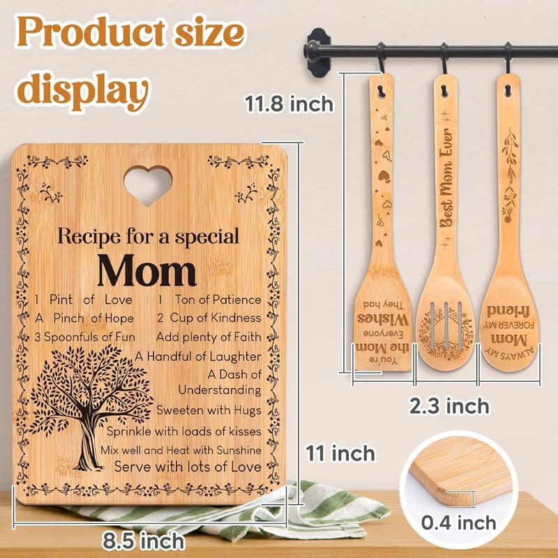 Birthday Gift for Mom - Engraved Bamboo Cutting Board Set