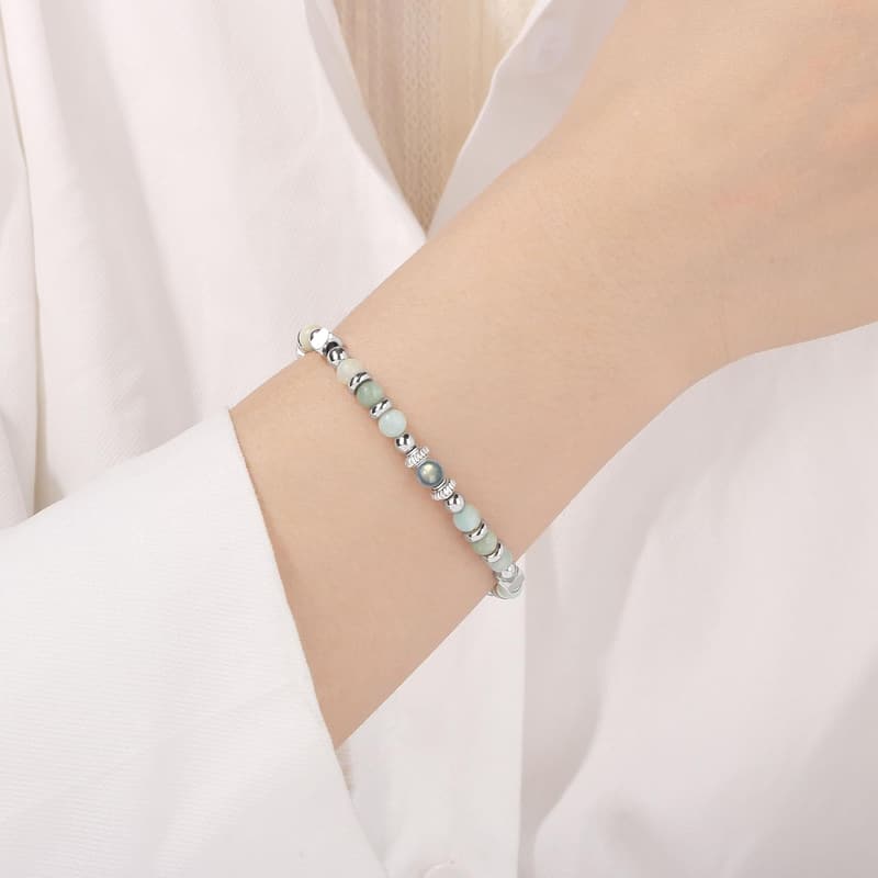 Colorful Moonstone Bracelet with Amazonite & Jasper - Graduation Gift for Women
