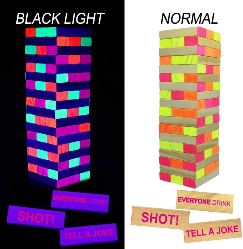 Glowing Tumble Tower Drinking Game for Adults Parties