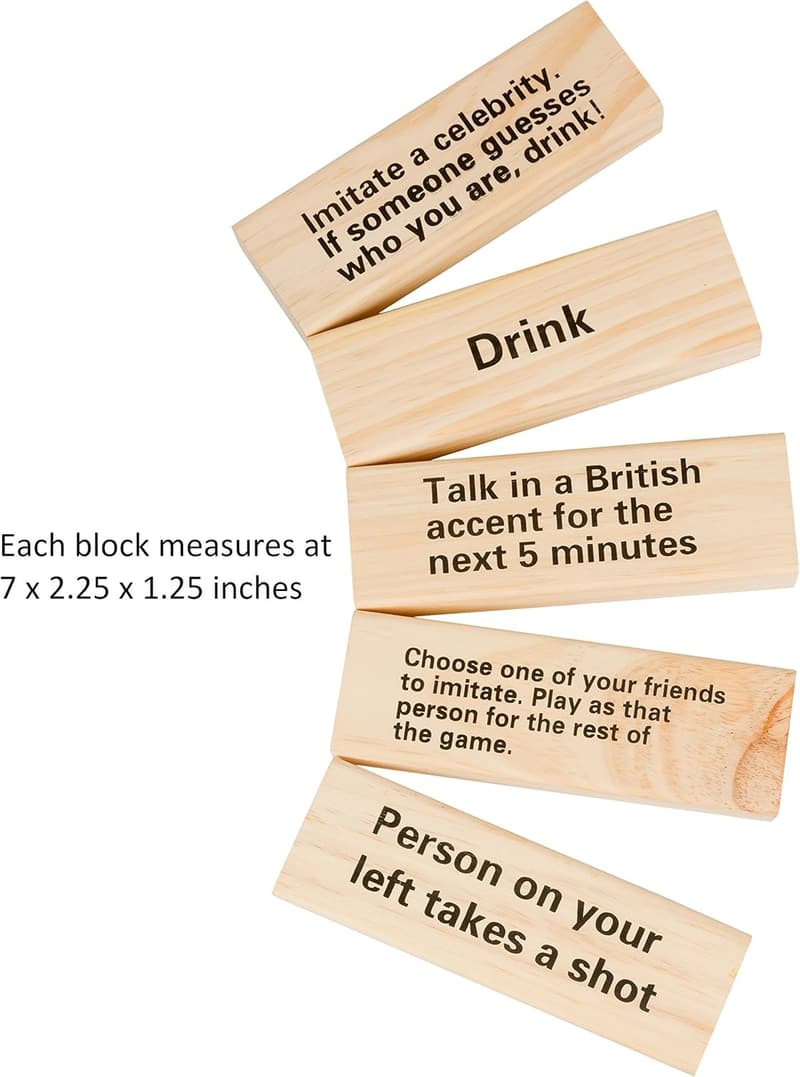 Extra Large Drinking Game – 5ft Wooden Block Stack with Commands