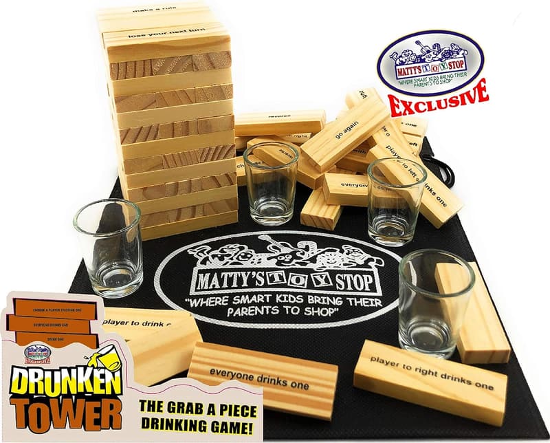 Deluxe Drunken' Tower Adult Party Game with Storage Bag