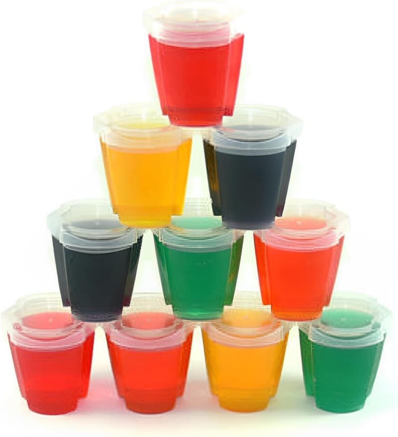 50 EZ-Squeeze 2oz Jello Shot Cups with Lids - Stackable Design
