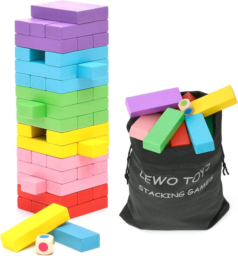 Wooden Stacking Building Blocks for Kids - 48 Pieces