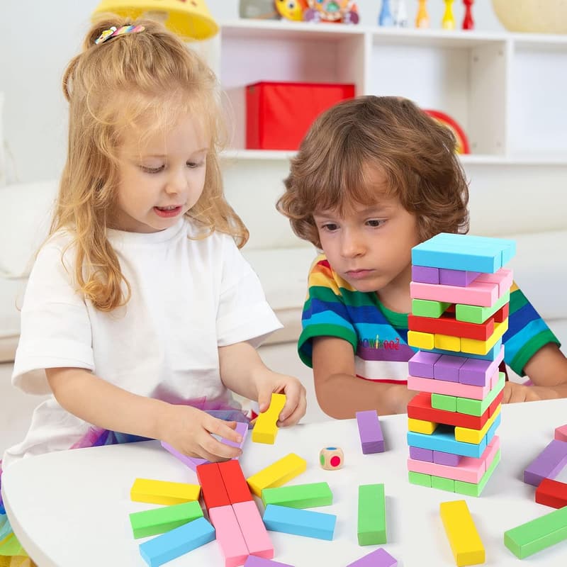 Wooden Stacking Building Blocks for Kids - 48 Pieces