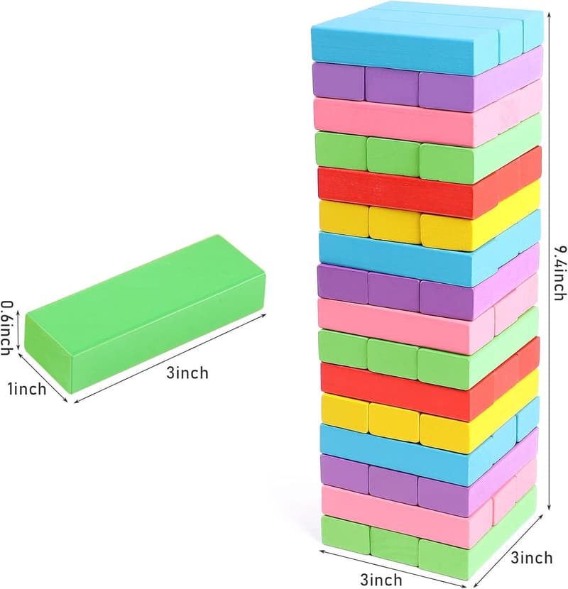 Wooden Stacking Building Blocks for Kids - 48 Pieces