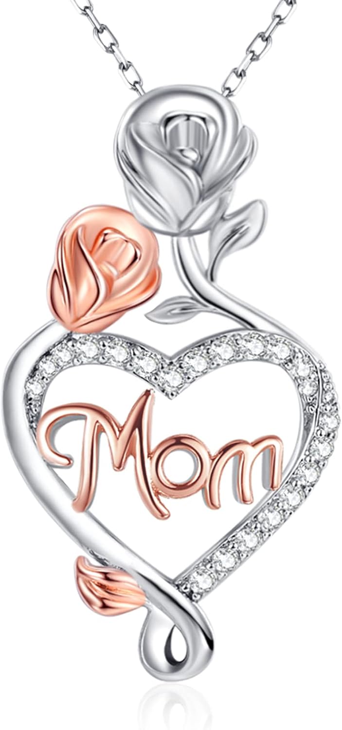 Heart Rose Necklace for Mom - Mother's Day Jewelry Gift