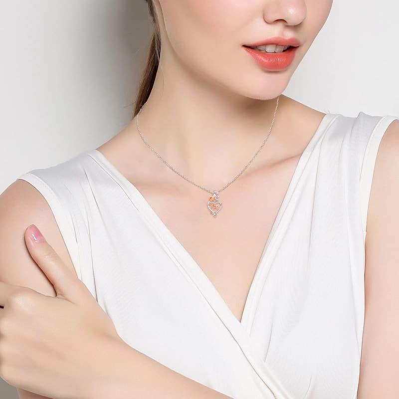 Heart Rose Necklace for Mom - Mother's Day Jewelry Gift