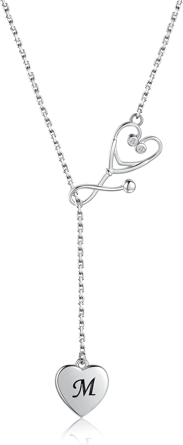Nurse Stethoscope Necklace - 925 Sterling Silver Gift for Women
