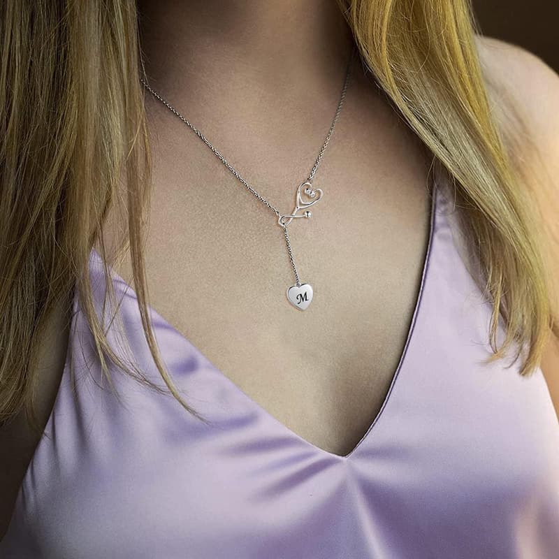 Nurse Stethoscope Necklace - 925 Sterling Silver Gift for Women