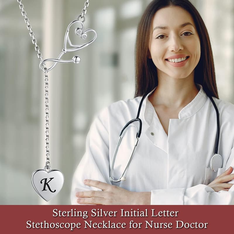 Sterling Silver Nurse Stethoscope Necklace - Graduation Gift