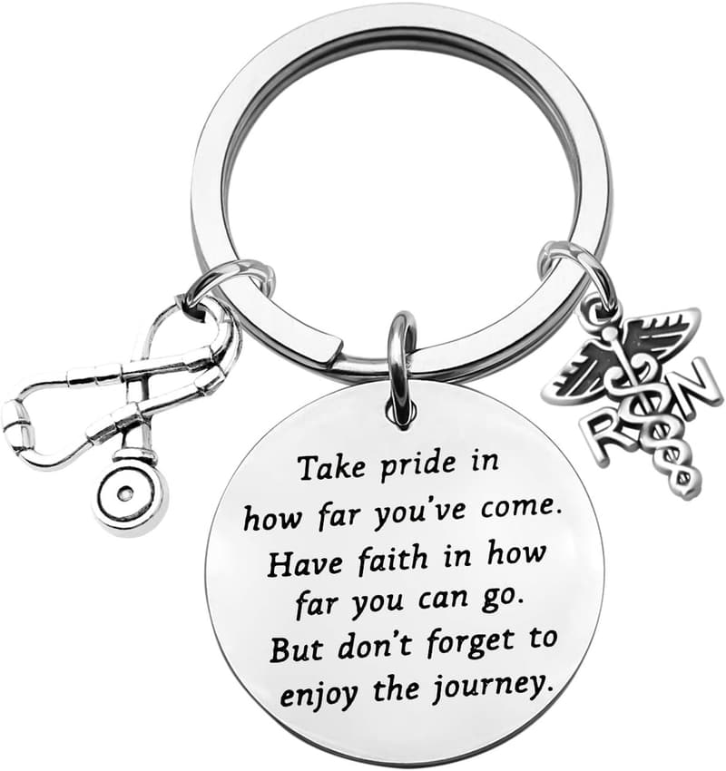 RN Nurse Keychain Gift for Graduates with Charm