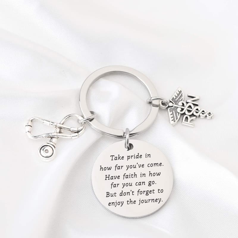 RN Nurse Keychain Gift for Graduates with Charm