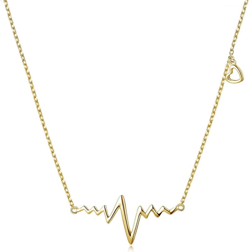 Heartbeat Necklace - 925 Sterling Silver EKG Love Gift for Women