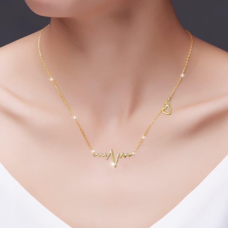 Heartbeat Necklace - 925 Sterling Silver EKG Love Gift for Women