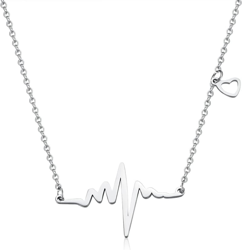 Heartbeat Necklace for Women - Stainless Steel Electrocardiogram Pendant