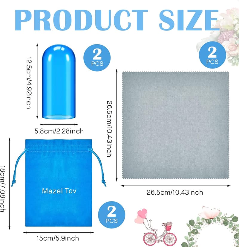 Jewish Wedding Glass Breaking Kit with Blue Vessel & Bag