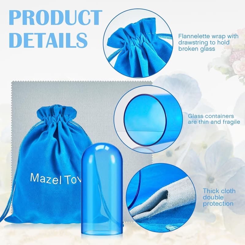 Jewish Wedding Glass Breaking Kit with Blue Vessel & Bag