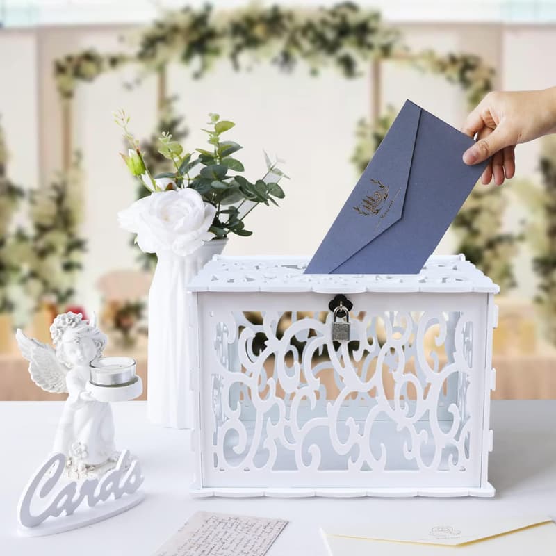 Secure PVC Wedding Envelope Box with Lock for Celebrations