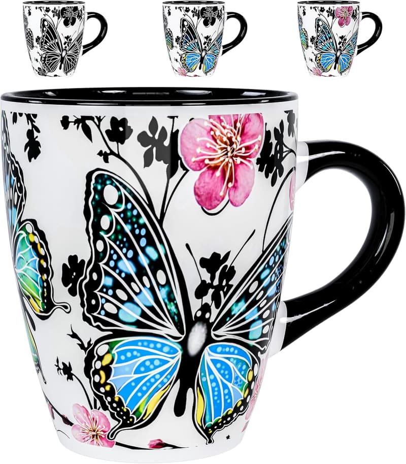 Ceramic Color Changing Butterfly Mug - 12oz Holiday Gift for Women