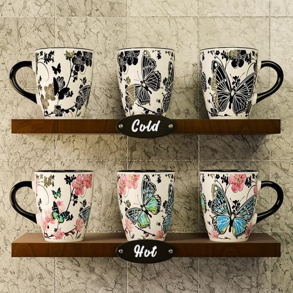 Ceramic Color Changing Butterfly Mug - 12oz Holiday Gift for Women
