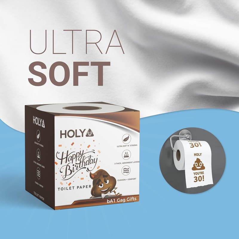 50th Birthday Prank Toilet Paper - Ultra Soft, 3-Ply Gift
