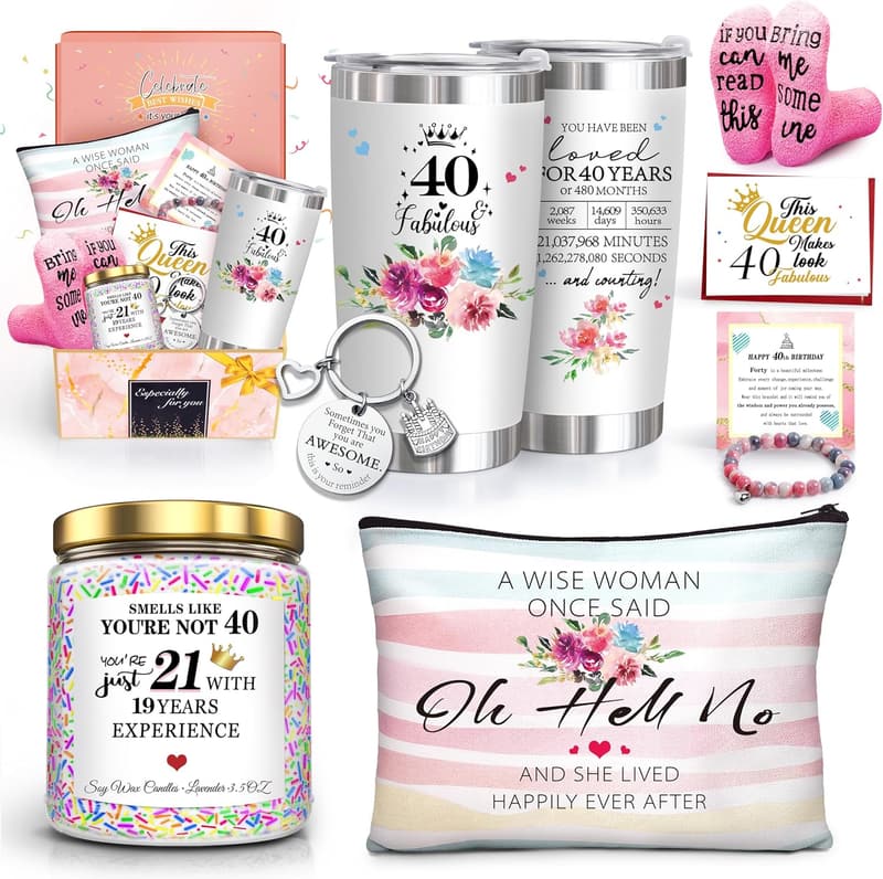 40th Birthday Tumblers Gift Set for Women