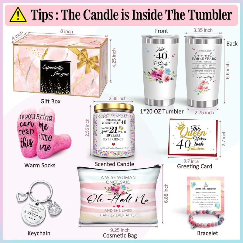 40th Birthday Tumblers Gift Set for Women