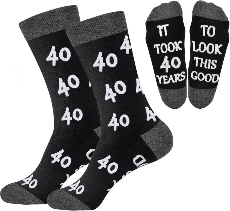40th-60th Birthday Black Cotton Socks for Men
