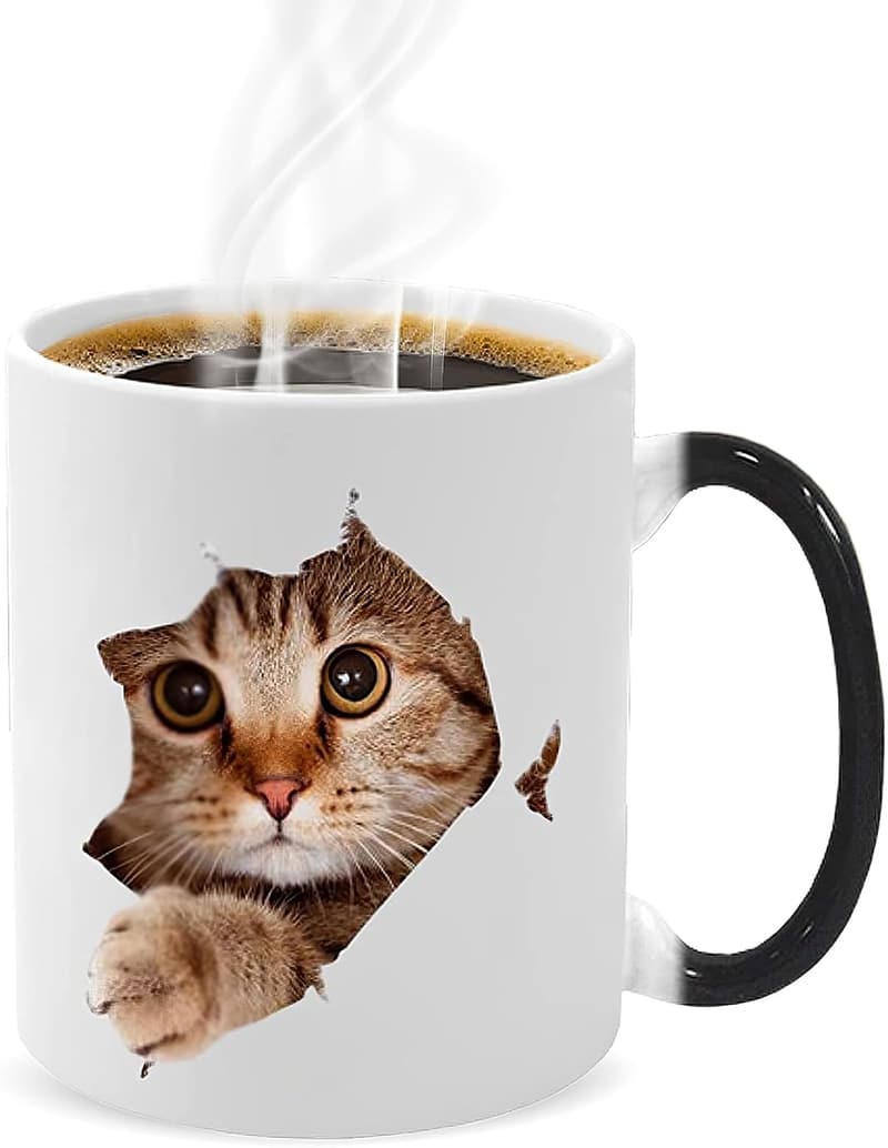 Heat Sensitive Cat Mug - 11 oz Color Changing Coffee Cup