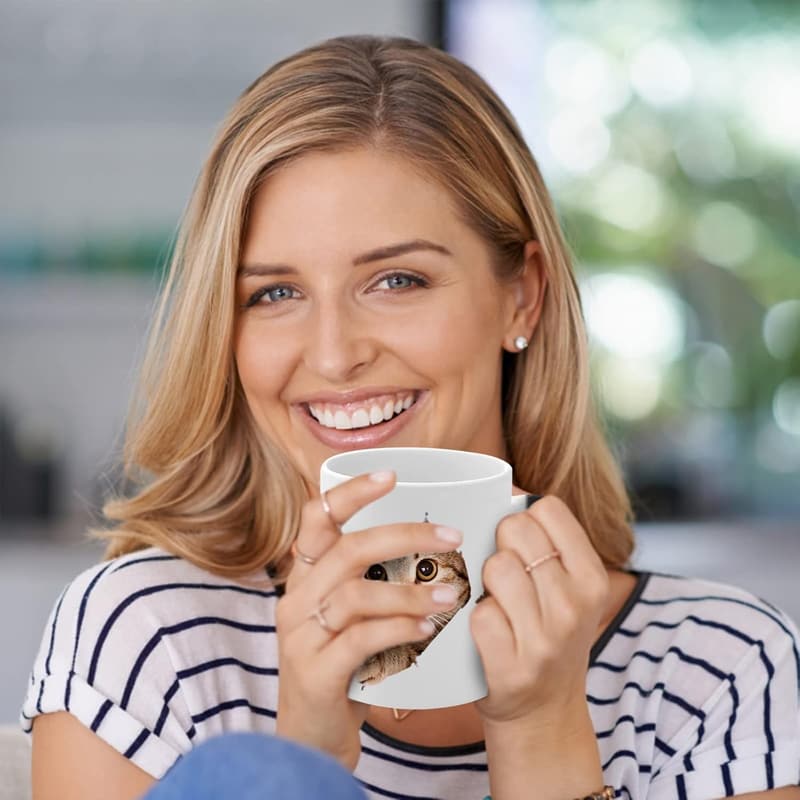 Heat Sensitive Cat Mug - 11 oz Color Changing Coffee Cup