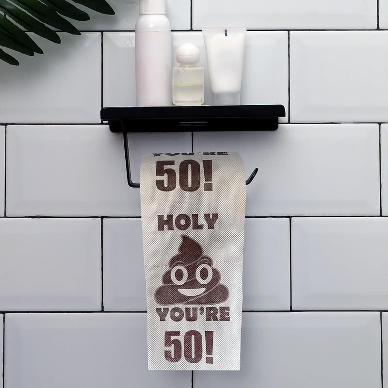 50th Birthday Gag Gift - Funny Toilet Paper Roll Decor