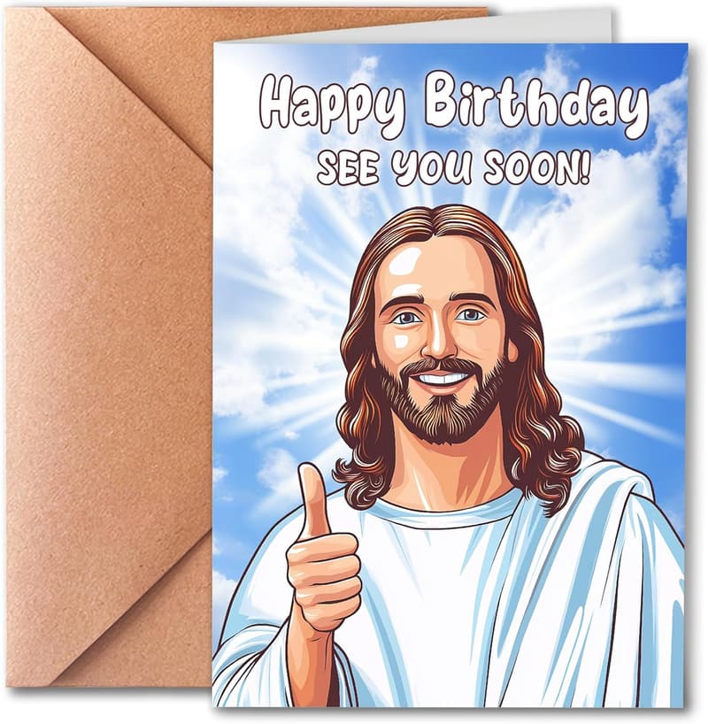Funny Birthday Card for Men - Jesus Theme (50th-70th)
