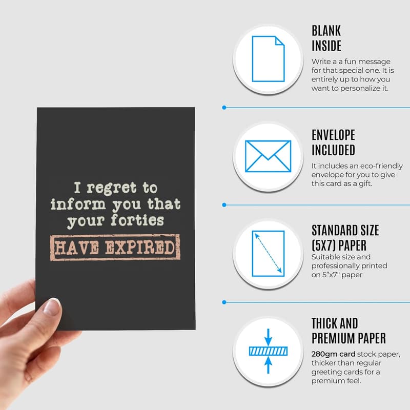 50th Birthday Joke Card for Him or Her with Envelope