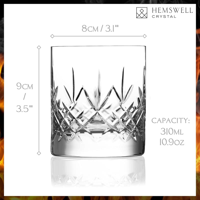 Old Fashioned Whiskey Glass - 11oz Crystal Tumbler for Men