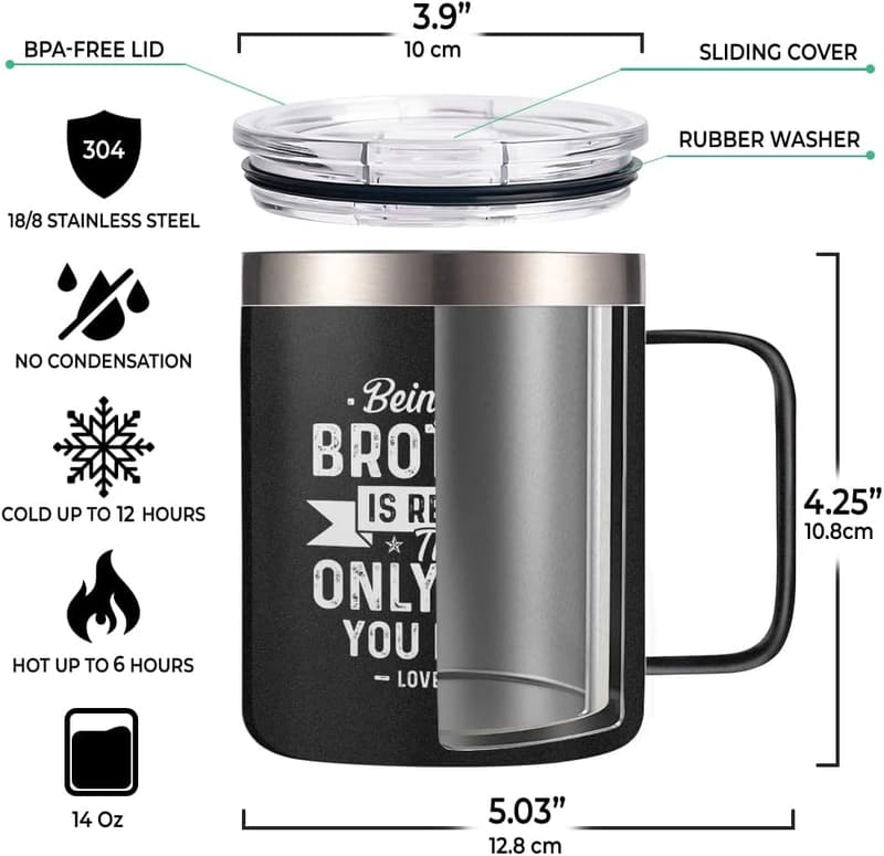 Insulated Coffee Mug Gift for Brother - 14oz