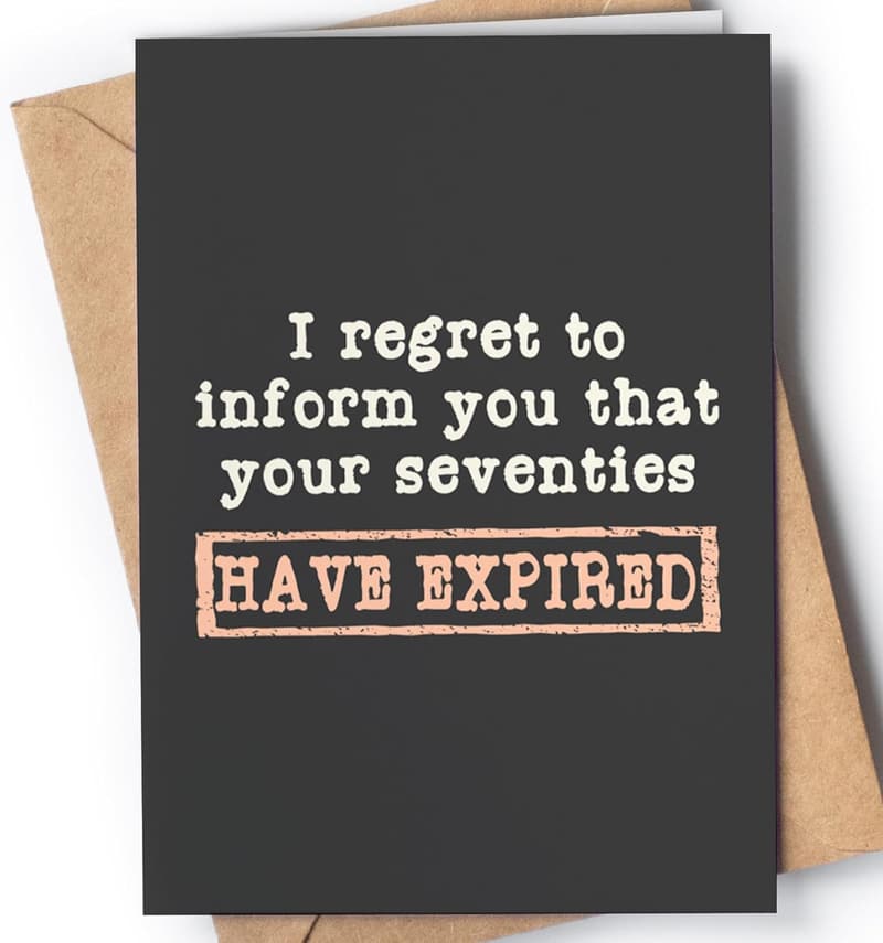 80th Birthday Funny Card for Men & Women - I Regret Seventies