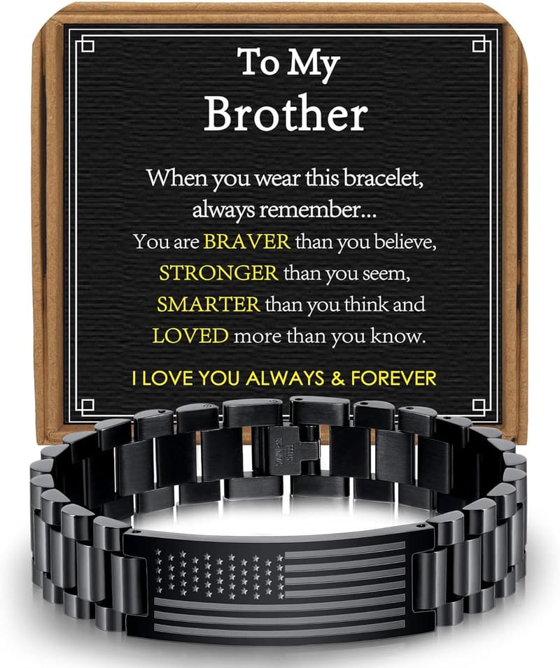 Fathers Day Stainless Steel American Flag Bracelet for Men