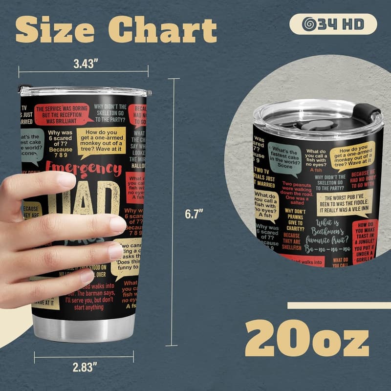 Funny Father’s Day Dad Joke Tumbler, 20 oz Stainless Steel