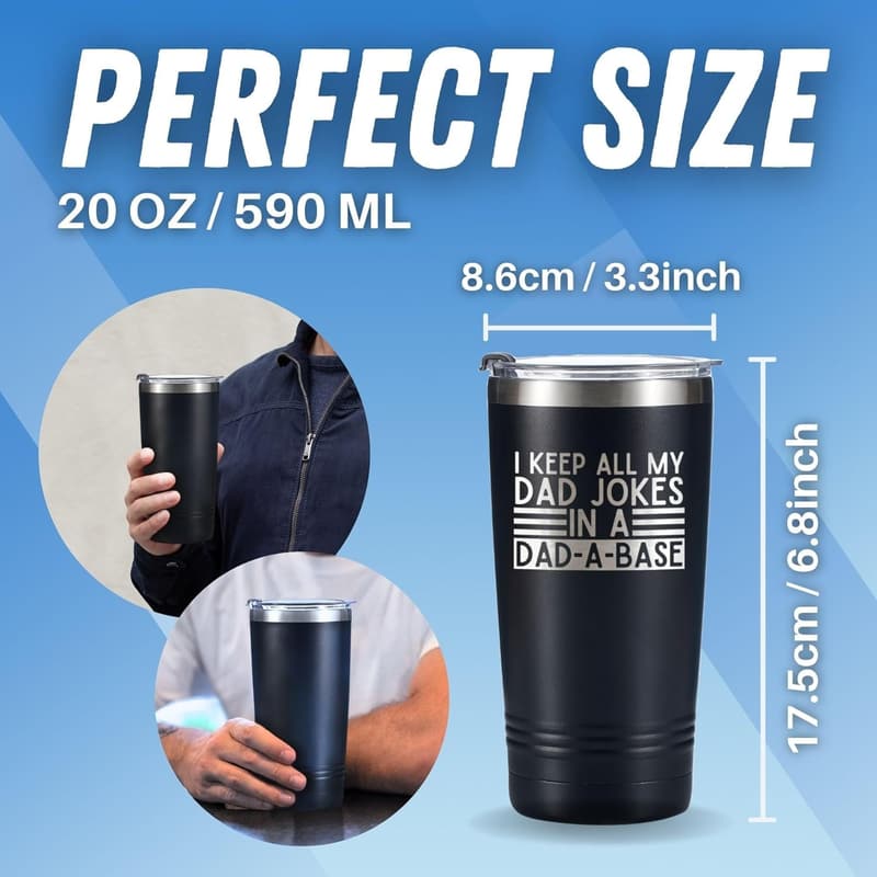 Father's Day Stainless Steel Travel Mug - Dad Joke Design 20oz