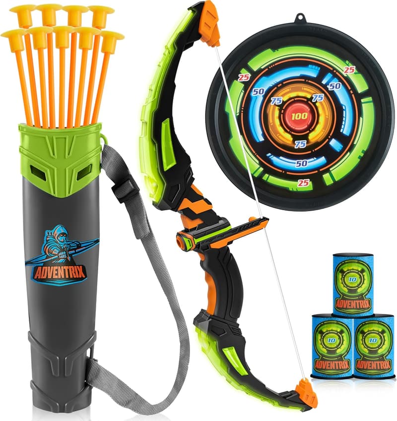 Outdoor Archery Set for Kids with LED Lights & Target