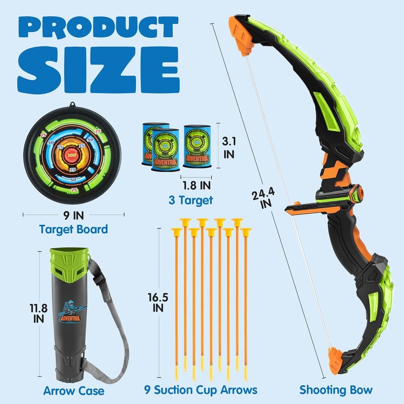 Outdoor Archery Set for Kids with LED Lights & Target